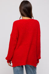 Red Dropped Shoulder Maternity Sweater