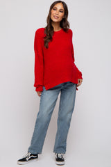 Red Dropped Shoulder Maternity Sweater