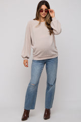 Cream Ribbed Maternity Pullover Top