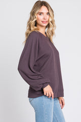 Plum Ribbed Pullover Top