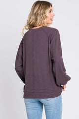 Plum Ribbed Pullover Top