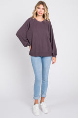 Plum Ribbed Pullover Top