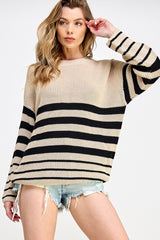 Beige Striped Maternity Sweater