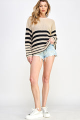 Beige Striped Sweater