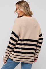 Beige Striped Maternity Sweater