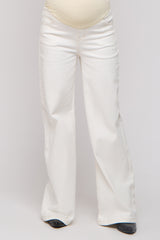 Cream Wide Leg Maternity Jeans