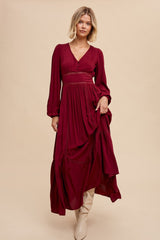 Burgundy Lace Inset Maxi Dress