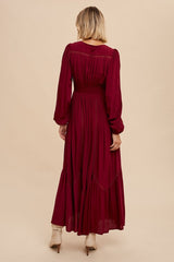 Burgundy Lace Inset Maxi Dress