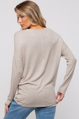 Beige Knit Long Sleeve Maternity Top