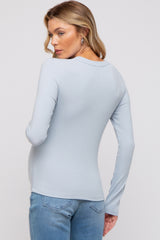 Light Blue Long Sleeve Maternity Top