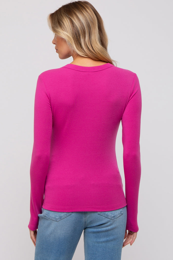 Fuchsia Long Sleeve Maternity Top