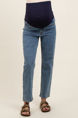 Blue Basic Maternity Straight Leg Jeans