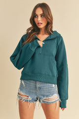 Teal Half-Zip Hoodie