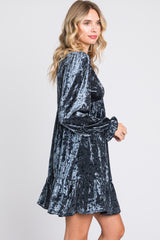 Blue Velvet Long Sleeve Dress