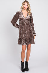 Mocha Velvet Long Sleeve Dress