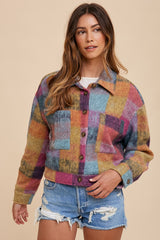 Pink Combo Soft Brushed Multicolor Loose Fit Jacket