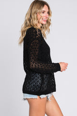 Black Chenille Open Knit Sweater