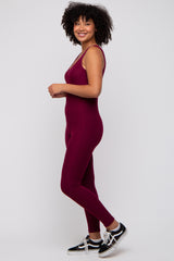 Burgundy Ribbed Bodycon Jumpsuit