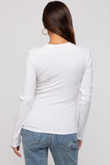 Ivory Ribbed Long Sleeve Maternity Top