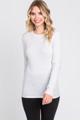 Ivory Ribbed Long Sleeve Maternity Top