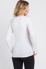 Ivory Ribbed Long Sleeve Top