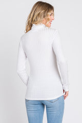 Ivory Ribbed Long Sleeve Turtle Neck Top