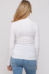 Ivory Ribbed Long Sleeve Maternity Turtle Neck Top