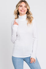 Ivory Ribbed Long Sleeve Maternity Turtle Neck Top