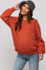 Rust Basic Fleece Maternity Sweatshirt