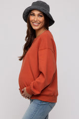 Rust Basic Fleece Maternity Sweatshirt