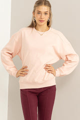 Light Pink Basic Fleece Maternity Sweatshirt