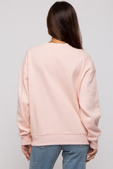 Light Pink Basic Fleece Maternity Sweatshirt