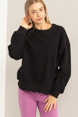 Black Basic Fleece Maternity Sweatshirt