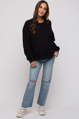 Black Basic Fleece Maternity Sweatshirt