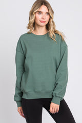 Green Basic Fleece Maternity Sweatshirt