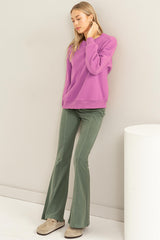 Lavender Basic Fleece Sweatshirt