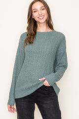 Olive Pattern Knit Sweater