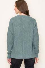 Olive Pattern Knit Sweater