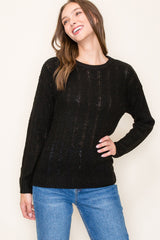 Black Pattern Knit Maternity Sweater