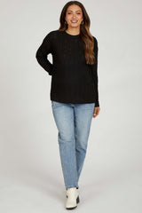 Black Pattern Knit Maternity Sweater