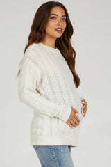 Ivory Pattern Knit Maternity Sweater