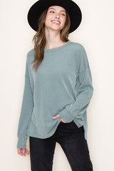 Light Olive Ribbed Long Sleeve Maternity Top