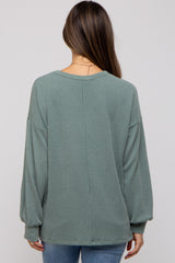 Light Olive Ribbed Long Sleeve Maternity Top