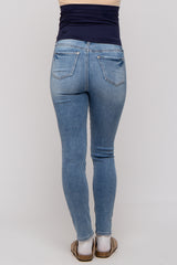 Blue Skinny Crop Maternity Jeans