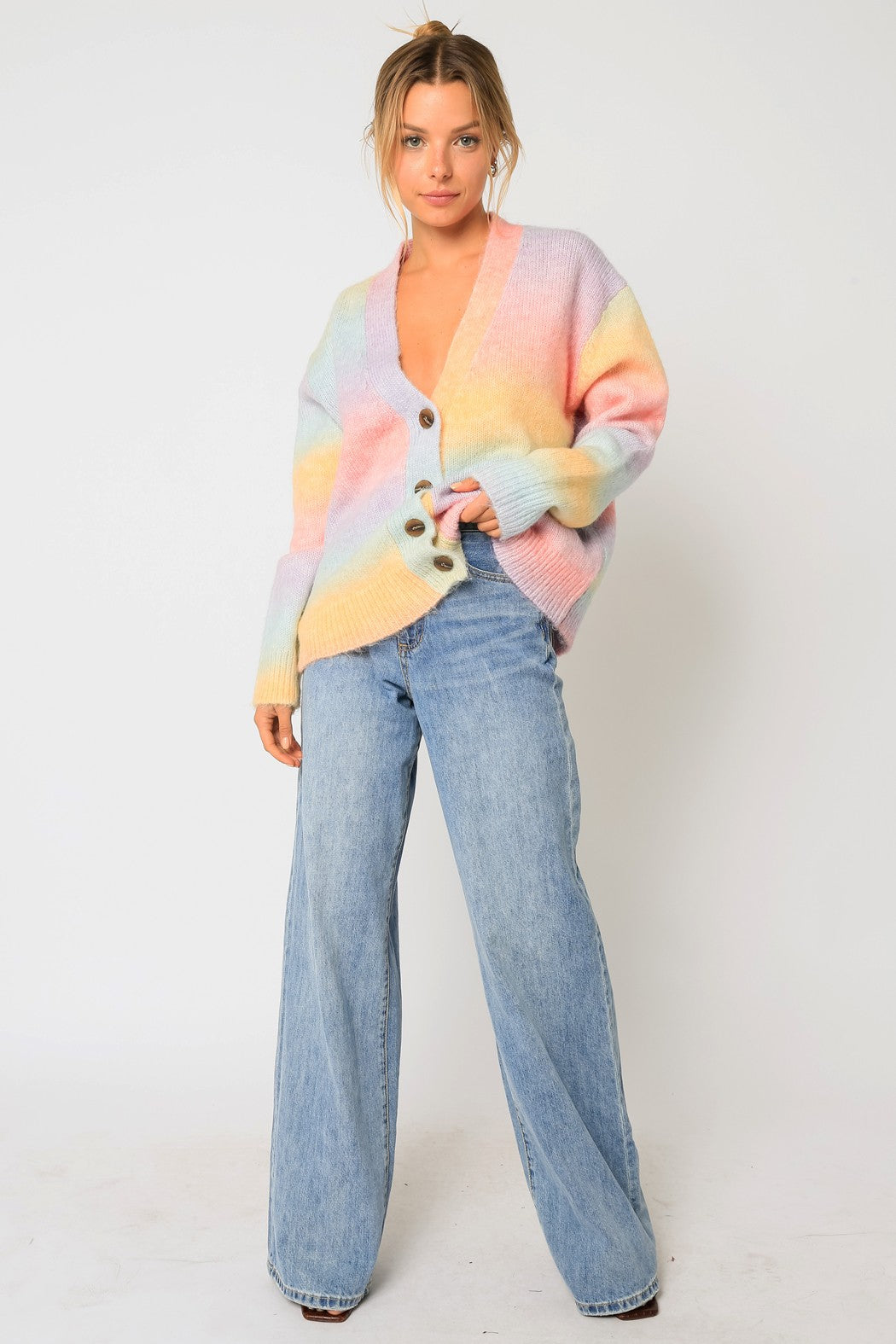 Rainbow Button Up Cardigan
