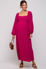 Magenta Square Neck Maternity Maxi Dress