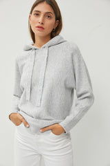 Heather Grey Drawstring Hooded Maternity Sweater