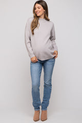 Silver Mock Neck Maternity Sweater