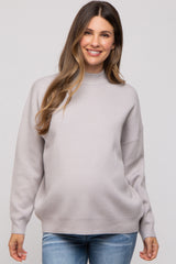 Silver Mock Neck Maternity Sweater