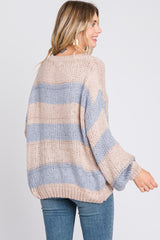 Light Blue Striped Knit Sweater